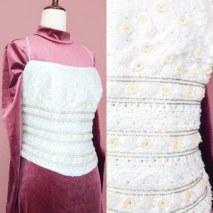 Alfred Angelo floral beaded white corset top NWT